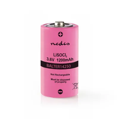 Lithium Thionyl Chloride Battery ER14250 | 3.6 V DC | Lithium Thionyl Chloride | 1200 mAh | 1-Blister | ER14250 | Pink