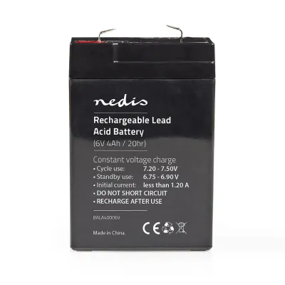 Battery, Lead-Acid, Rechargeable, 6 V, 4500 mAh