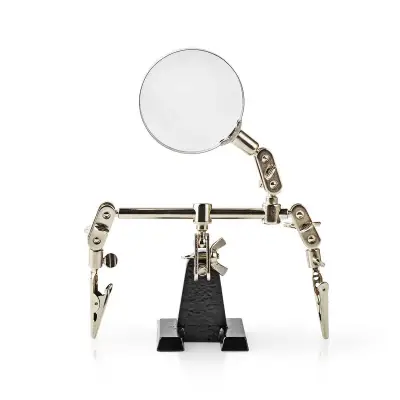 Helping Third Hand with Magnifier, Crocodile clips, Silver
