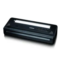 Vacuum sealer with integrated roll holder and integrated cutter Black
