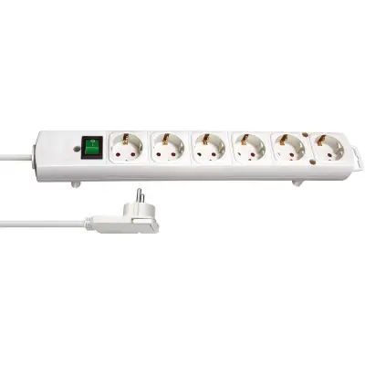 Extension Socket Comfort-Line 6-Way 2.00 m White - Protective Contact TYPE F