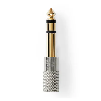 Stereo Audio Adapter | 6.35 Mm Male | 3.5 Mm Female | Gold Plated | Straight | Aluminium | Gold / Metal | 1 Pcs | Cover Window Box