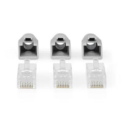 RJ45 Connector | RJ45 Pass Through | Solid/Stranded UTP CAT6 | Straight | Gold Plated | 10 pcs | PVC | Black / Grey / White | Box