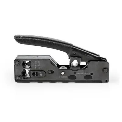 Crimp pliers, CAT5 / CAT5e / CAT6 / CAT6a / CAT7 / RJ12 / RJ45, Cutting / Plier, ABS / Steel, Black