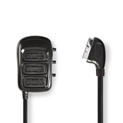 SCART Switch Box | SCART Male | 3x SCART Female | Nickel Plated | Maximum resolution: 1024x576 | 0.50 m | Round | PVC | Black | Envelope