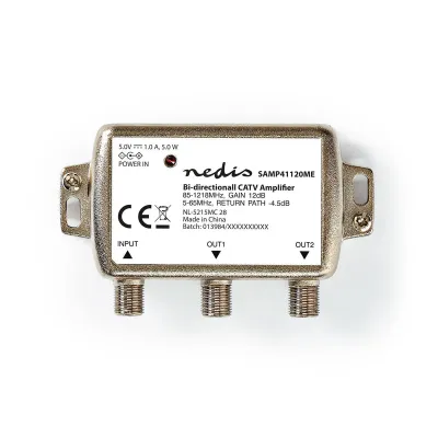 CATV Amplifier | Gain: 12 dB | 85 - 1218 MHz | Number of outputs: 2 | Return path | Silver