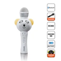 Karaoke microphone with Bluetooth® SD slot lighting AUX Out White