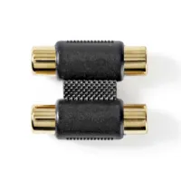 Stereo Audio Adapter, 2x RCA Female, 2x RCA Female, Gold Plated, Straight