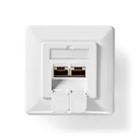 Network Wall Box, Flush Mount, 2 port(s), CAT6, Straight