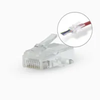 RJ45 Connector, RJ45 Pass Through, Stranded UTP CAT5, Straight, Gold Plated
