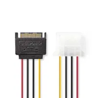 Internal Power cable, SATA 15-Pin Male, Molex Female, Gold Plated, 0.15 m