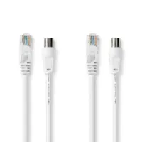 Coax Cat6 Combi Cable, IEC (Coax) Male / RJ45 Male, IEC (Coax) Female / RJ45 Male, Nickel Plated, RG58
