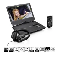 Portable 10" DVD-Player with USB -Headphone-suspension bracket Black