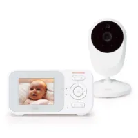 Baby monitor with camera with 2.4-inch colour display, night vision and talkback function - White
