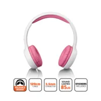 Kids headphone 85dB with stickers Pink