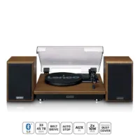 Turntable with Bluetooth® reception and two wooden speakers