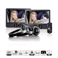 9 inch DVD dual screen with brackets and headphone Black