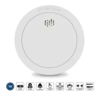 Smoke detector with 10 years battery and sensor runtime White