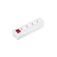 Extension cord socket x 4 with grounding and switch, white GN-40W