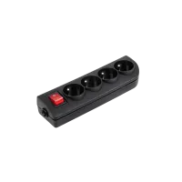 Pikendusjuhtme pesa x 4 maanduse ja lülitiga, must GN-40W-2