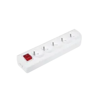 Pikendusjuhtme pistikupesa x 5 maanduse ja lülitiga, valge GN-50W