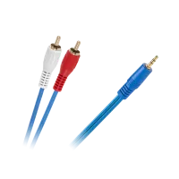 JACK 3.5mm to 2 x RCA Cable BLUE 4MM 3m