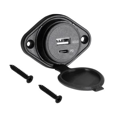 USB+USB Type-C autolaadija Quick Charge ja Power Delivery funktsiooniga