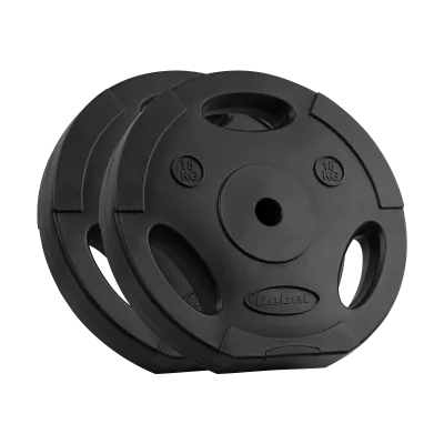Bitumen weight set 2x15kg, 31mm hole, weight plate with handles, REBEL ACTIVE