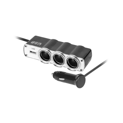 Auto sigaretisüütaja pesa jagaja x3 kaabli ja USB-ga