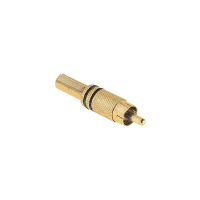 RCA pistik, kuldne, kahe musta triibuga