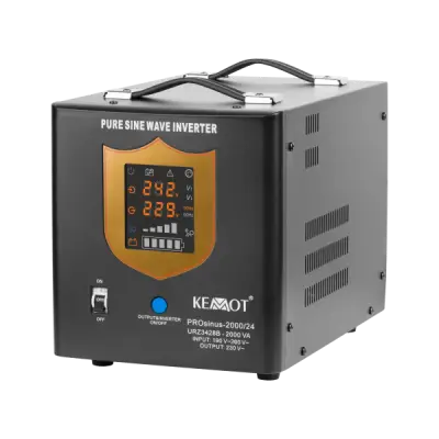 KEMOT PROsinus-2000/24 uninterruptible power supply, pure sine wave inverter with charging function 24V 230V 2000VA/1400W - black color