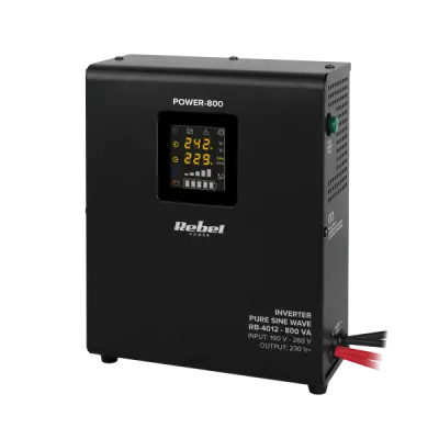 Rebel POWER-800 Wall-Mounted UPS - Pure Sine Wave Inverter with 12V 230V 800VA/500W Charging Function