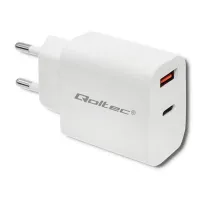 Qoltec Charger 18W 5-12V 1.5-3A USB type C PD USB QC 3.0 White