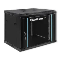 Qoltec RACK Cabinet 19" 9U 600 x 500 x 450 Tempered doors Hanging Steel case Lock Black