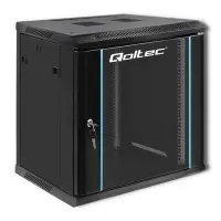 Qoltec RACK Cabinet 19" 12U 600 x 635 x 450 Tempered doors Hanging Steel case Lock Black