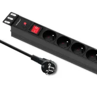 Qoltec Overvoltage power strip for RACK 19" with CB 1U 16A PDU 8xFRENCH 2m