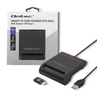 Qoltec Smart ID chip card reader SCR-0642USB 2.0 + USB-C Adapter