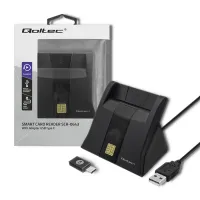 Qoltec Smart ID chip card reader SCR-0643USB 2.0 + USB-C Adapter