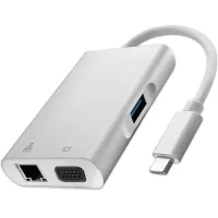Qoltec Hub Adapter USB-C 3.1 4in1 USB 3.0 VGA RJ45 USB-C PD 92W
