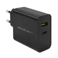 Qoltec Super Quick PD Charger 1xUSB-C 1xUSB 45W 5-20V 2.25-3A Black