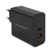 Qoltec Super Quick PD Charger 1xUSB-C 1xUSB 65W 5-20V 1.5-3.25A Laptop Smartfon Black