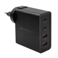 Qoltec GaN POWER PRO charger 2xUSB-C 2xUSB 130W 5-20V 1.5-5A PD Laptop Smartfon Black