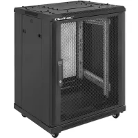 Qoltec 19" RACK cabinet 15U 600 x 855 x 600 Perforated doors Standing Feet + Casters Steel case Lock