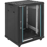 Qoltec 19" RACK cabinet 15U 600 x 855 x 600 Tempered doors Standing Feet + Casters Steel case Lock