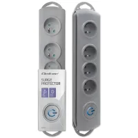 Qoltec Surge protector 4 sockets 2.5m Grey