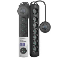 Qoltec Surge protector with Foot Quick Switch 7 sockets 1.5m Black
