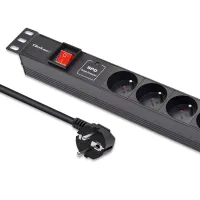 Qoltec Aluminium Power strip for RACK 19'' 1U 16A PDU 6xFRENCH 1.8m