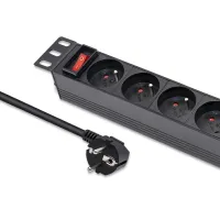 Qoltec Aluminium Power strip for RACK 10'' 1U 16A PDU 4xFRENCH 1.8m