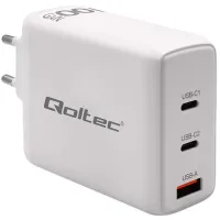 Qoltec GaN 100W charger 5-20V 1.5-5A 2 x USB-C PD 1x USB QC 3.0 White