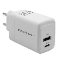 Qoltec GaN 45W charger 5-20V 1.5-3A 1 x USB-C PD 1x USB QC 3.0 White